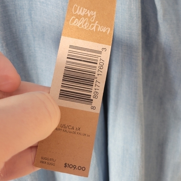 NEW! RACHAEL RACHAEL ROY Curvy Collection Sleeveless Chambray Dress 3X. - Picture 3 of 8